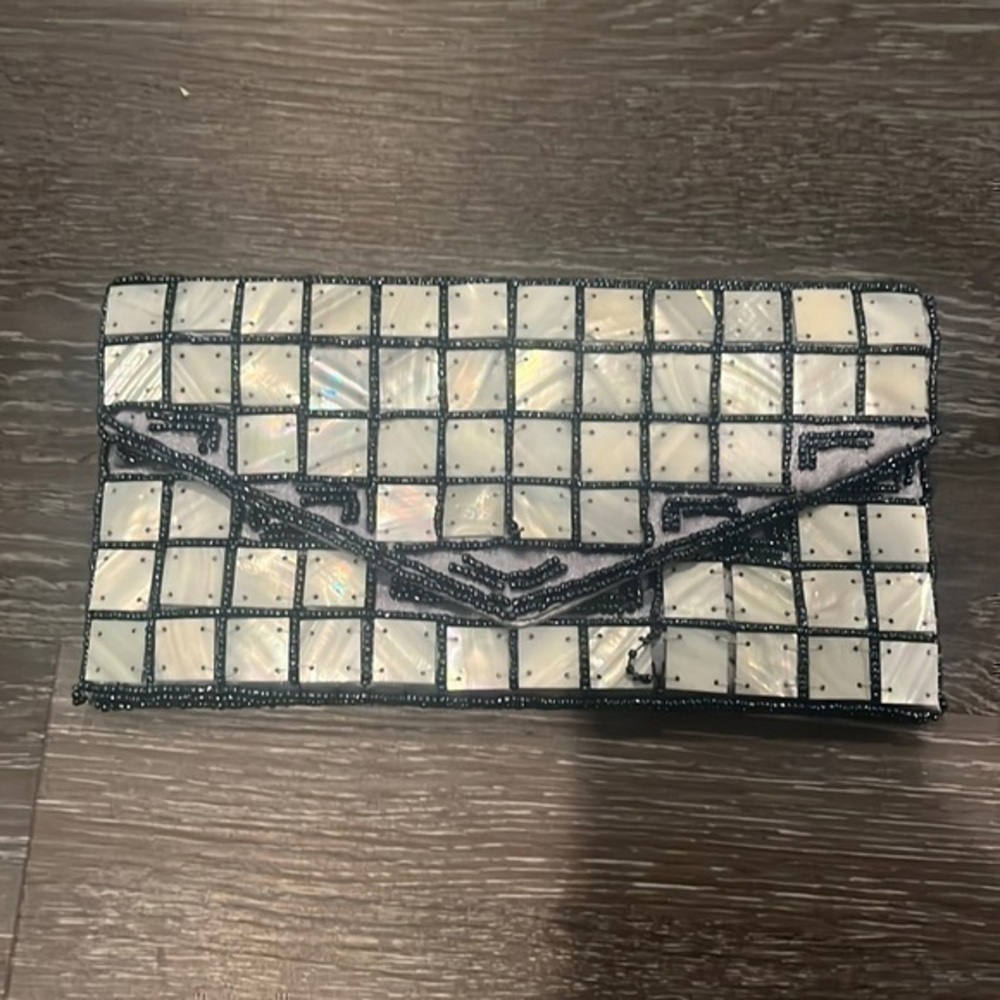 Mod handmade mother of pearl clutch bag